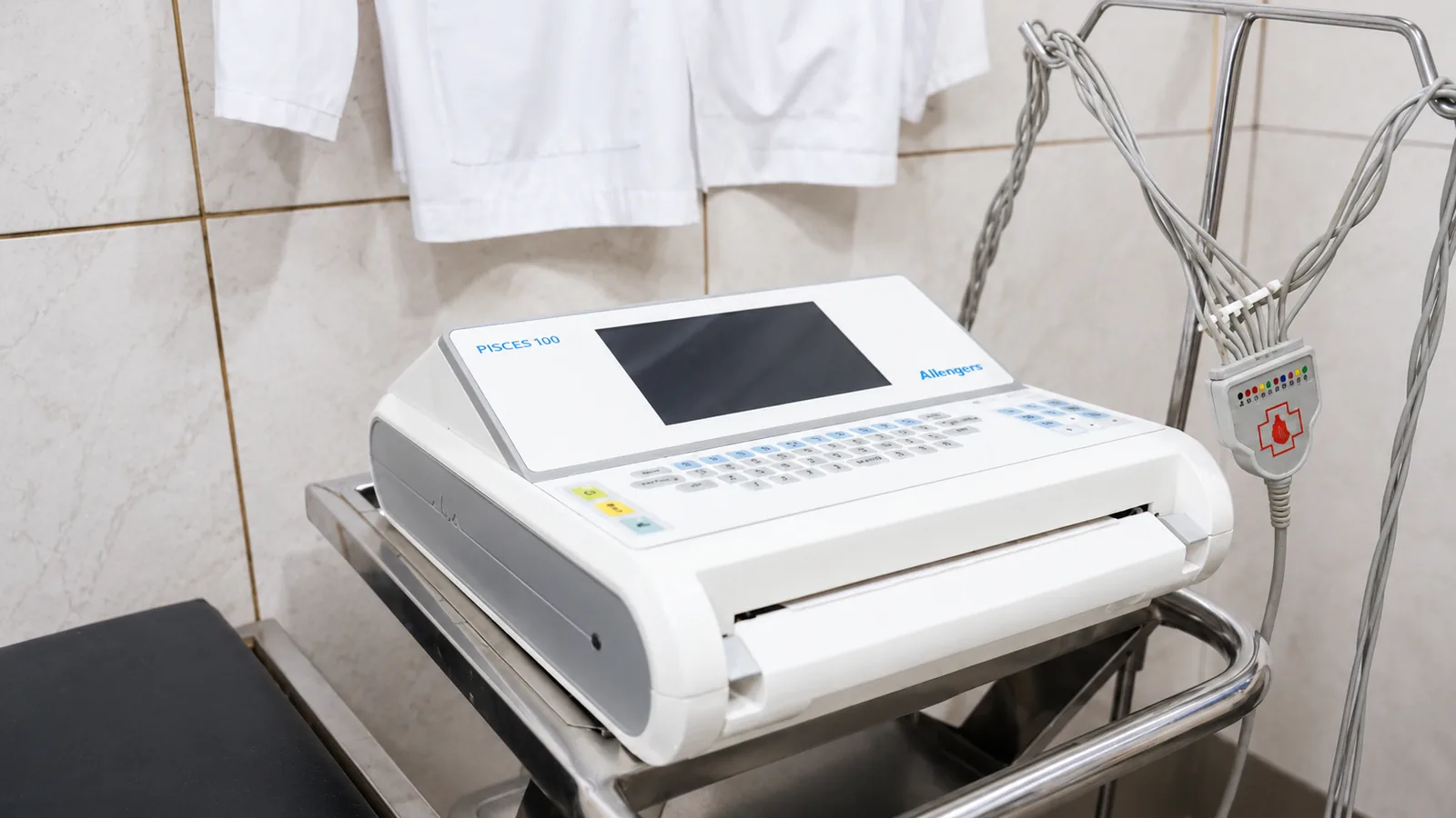 The ECG recording machine and leads