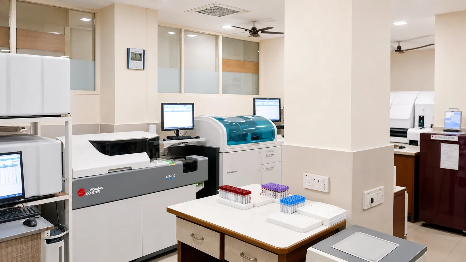 The Charak pathology laboratory and its analysers