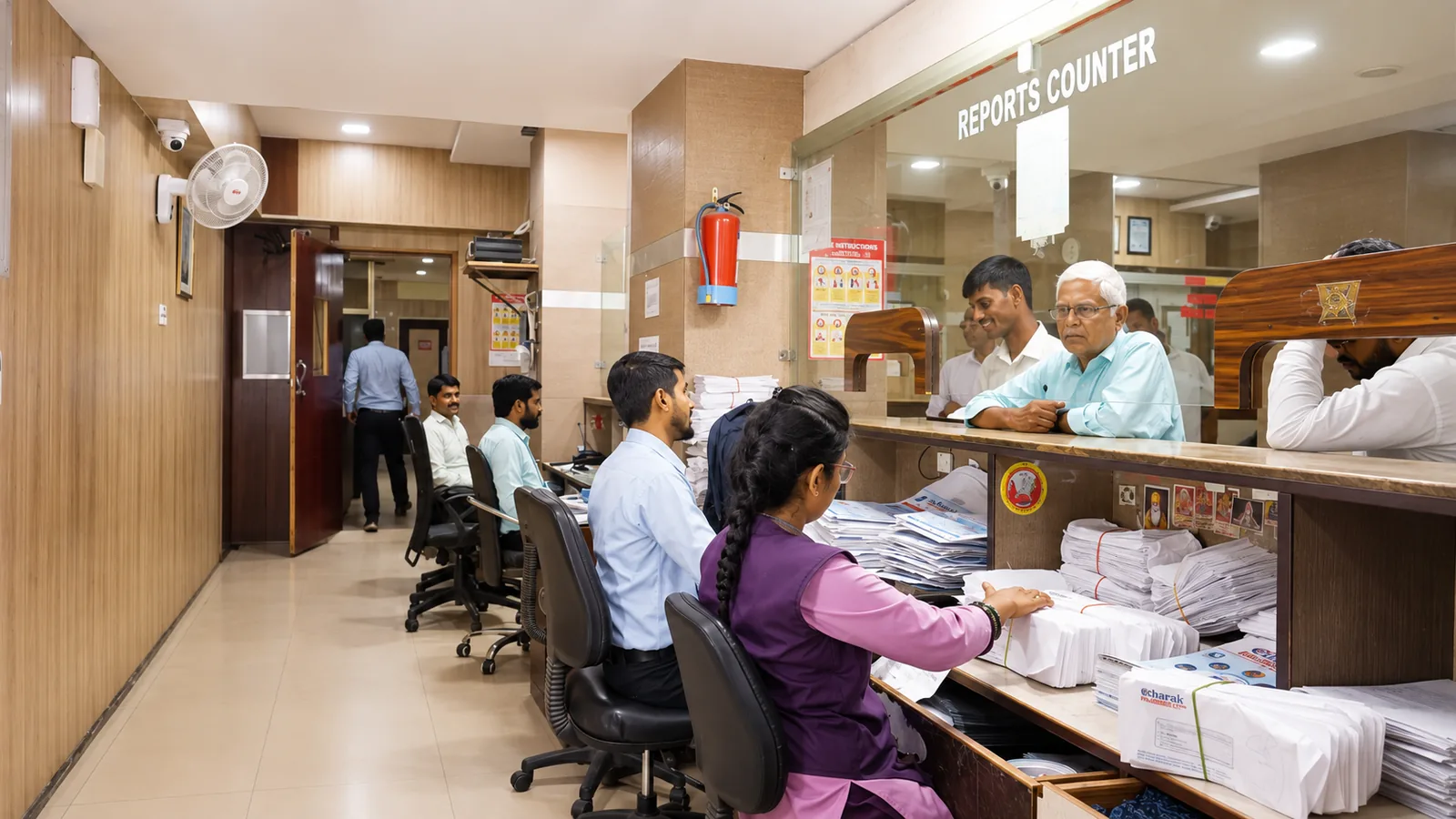 The reports counter, where patients collect their reports
